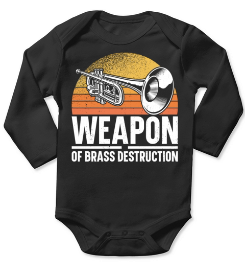 Trumpet Player Pun Retro Vintage Long Sleeve Baby One-Piece