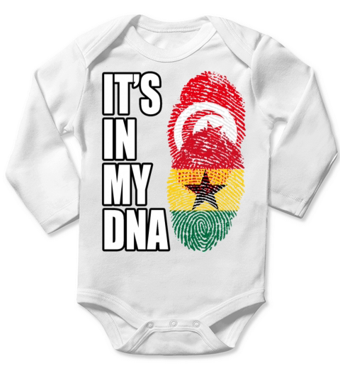 Tunisian And Ghanaian Mix Heritage DNA Flag Long Sleeve Baby One-Piece