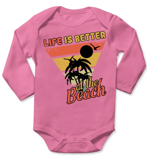Vintage Life Better Beach 2022 Tropical Summer Long Sleeve Baby One-Piece