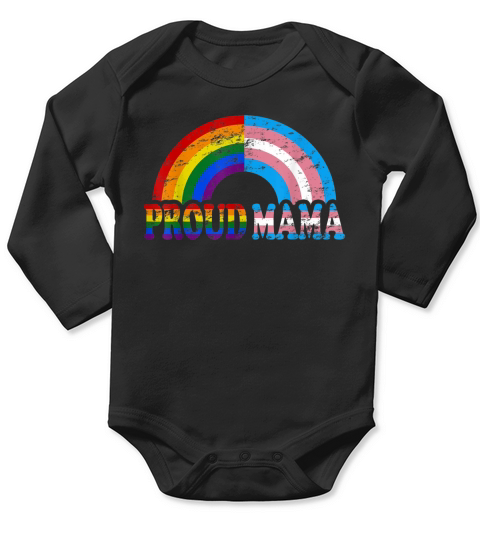 Vintage proud mama flag Rainbow LGBT transgender pride month Long Sleeve Baby One-Piece