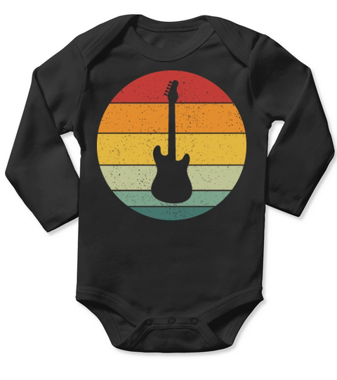 Vintage Retro Electric Guitar Vintage Music Long Sleeve Baby One-Piece