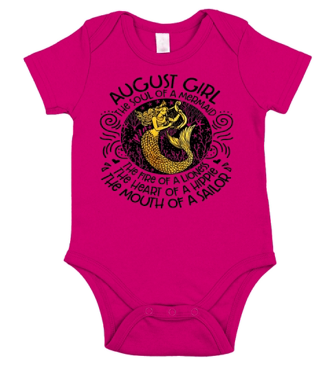 August Girl The Soul Of A Mermaid Birthday T-Shirt Short Sleeve Baby One-Piece