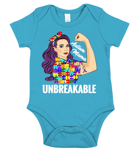 Autism Mama Mom Awareness Autistic Puzzle Pieces Ribbon shirt Short Sleeve Baby One-Piece