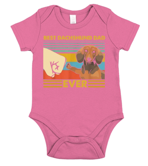 Best Dachshund Dad Ever Retro Vintage Sunset Short Sleeve Baby One-Piece