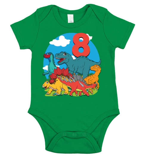 Dinosaur Dinosaur Paradise For Ages 8 Short Sleeve Baby One-Piece