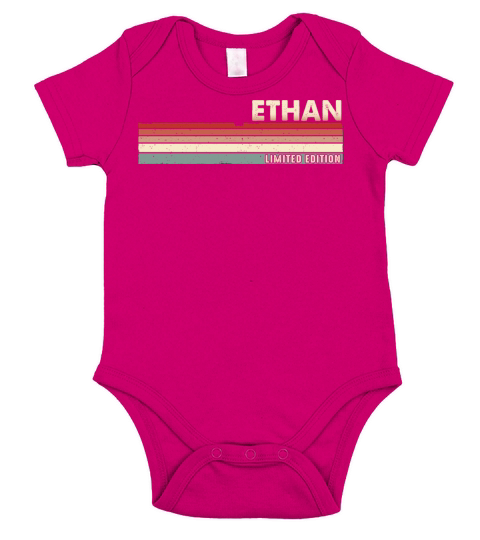 Ethan Funny Retro Vintage Name Surname 80s 90s Short Sleeve Baby One-Piece