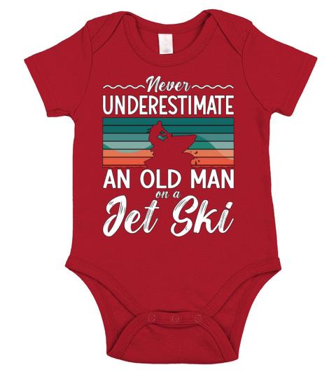 Jet Ski Never Underestimate An Old Man Jet Skiing Short Sleeve Baby One-Piece