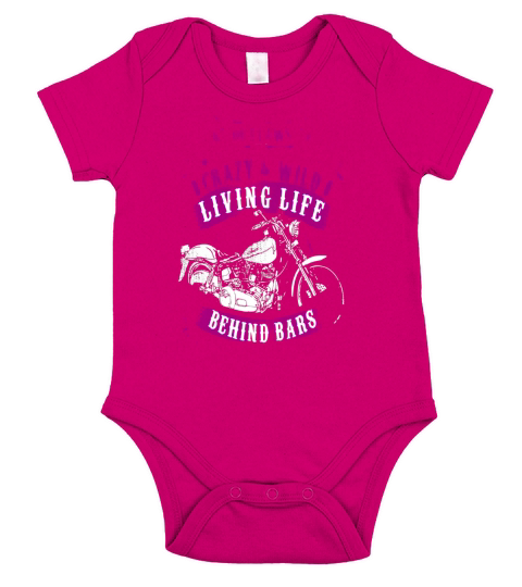 Motorcycle Shirt Outlaws Crazy Wild Living Life Behind Bars Short Sleeve Baby One-Piece