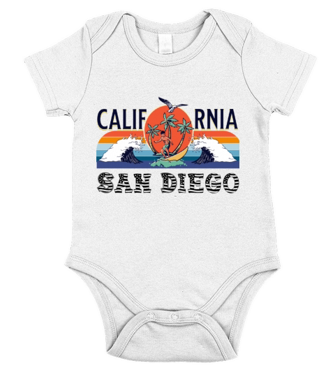 Retro California Surf Vintage Beach San Diego Short Sleeve Baby One-Piece