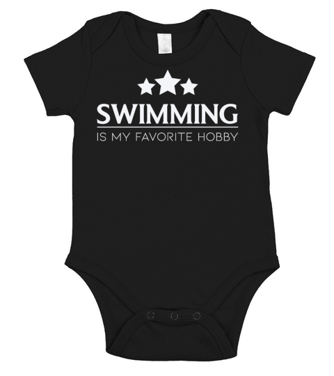 Swimming Is My Favorite Hobby Swimming Quote Short Sleeve Baby One-Piece