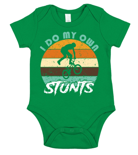 Vintage I Do My Own Stunts Funny BMX Bicycle Bike Short Sleeve Baby One-Piece