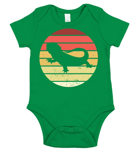Vintage Retro Bearded Dragon Short Sleeve Baby One-Piece