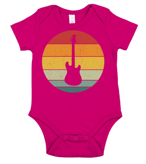 Vintage Retro Electric Guitar Vintage Music Short Sleeve Baby One-Piece