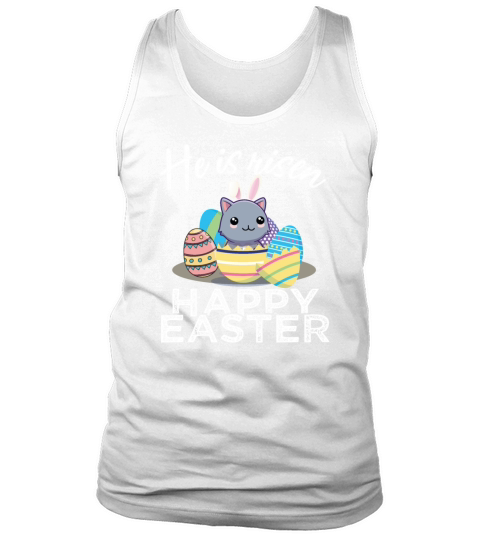 Cute Cat Bunny Ears Easter Egg Hunt Risen Bible Tank Top Unisex