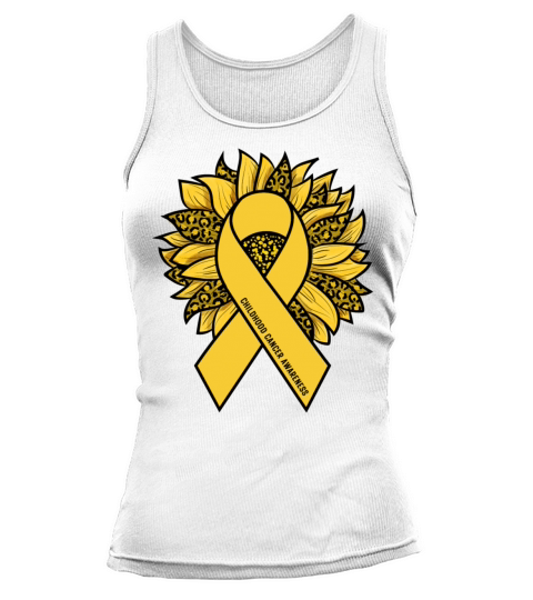 Childhood Cancer Awareness Gold Sunflower Ribbon Tank top Woman