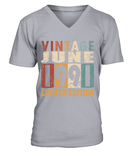 1991 vintage born in June gift V-Neck T-shirt