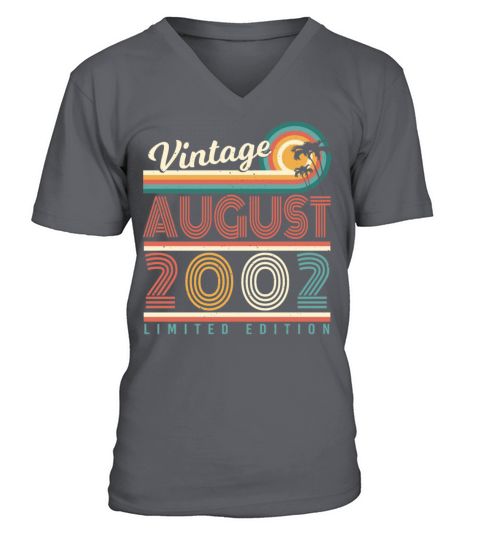 20th Birthday In August 2002 V-Neck T-shirt
