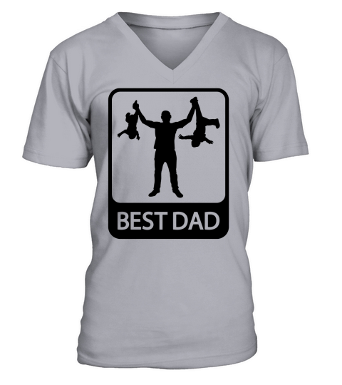 Best Dad  Funny Silhouette of Father and Children V-Neck T-shirt
