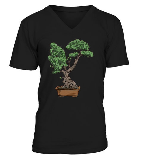 BONSAI THINKING FUN BONSAI GEEKCOO LHAPPINESS HUMAN NATURE SCULPTURE THINKER TREE V-Neck T-shirt