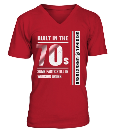 Built In The 70s Funny Vintage Classic Birthday V-Neck T-shirt