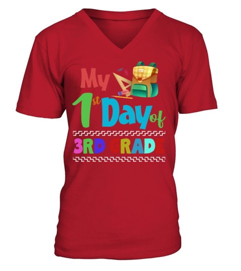 First Day Third Grade Kids Teacher Back To School V-Neck T-shirt