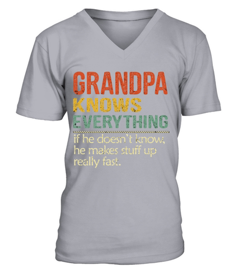 Grandpa Knows Everything Vintage 2020 V-Neck T-shirt