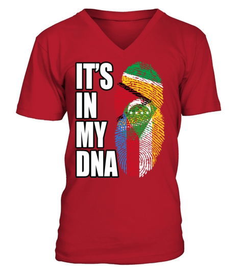 Guyanese And Comoran Mix Heritage DNA Flag V-Neck T-shirt