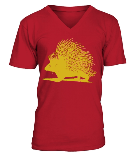 Hedgehog Indian Crested Porcupine V-Neck T-shirt