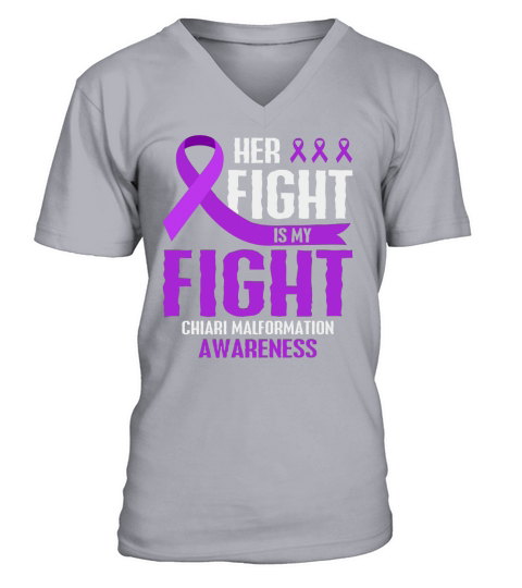 Her Fight Is My Fight Chiari Malformation Purple Awareness shirt V-Neck T-shirt