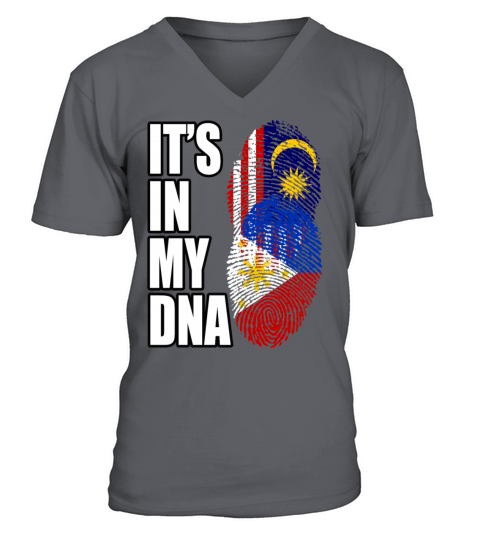 Malaysian And Filipino Mix Heritage DNA Flag V-Neck T-shirt