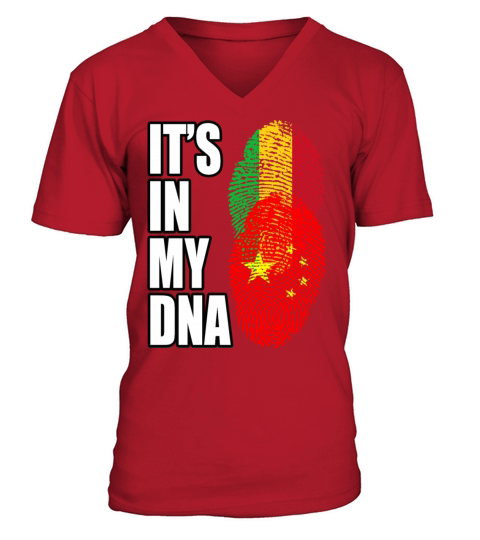 Malian And Chinese Mix Heritage DNA Flag V-Neck T-shirt