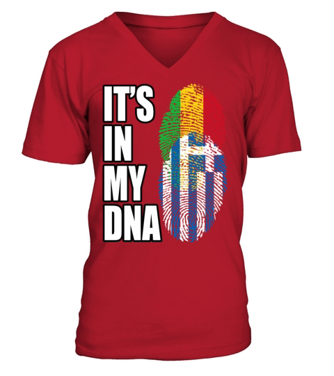 Malian And Greek Mix Heritage DNA Flag V-Neck T-shirt
