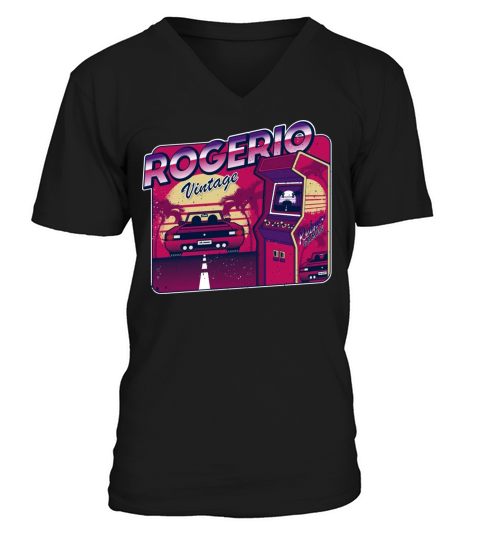 Rogerio - Personalized Vintage Gamer 80s 90s V-Neck T-shirt