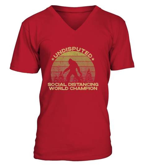 Social Distancing Champion - Vintage Sunset Bigfoot Yeti T-Shirt V-Neck T-shirt
