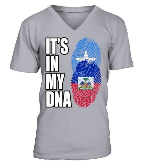 Somali And Haitian Vintage Heritage DNA Flag V-Neck T-shirt
