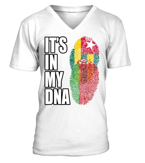 Togolese And Belarusian Mix Heritage DNA Flag V-Neck T-shirt