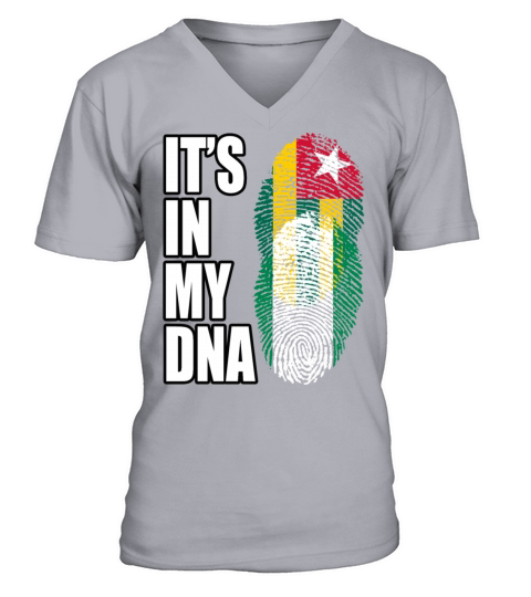 Togolese And Nigerian Mix Heritage DNA Flag V-Neck T-shirt