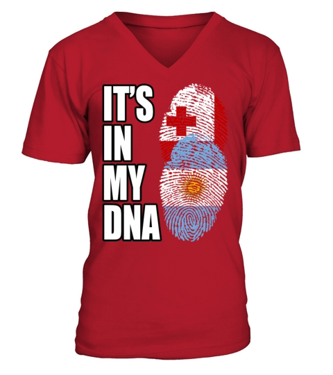 Tongan And Argentinian Mix Heritage DNA Flag V-Neck T-shirt