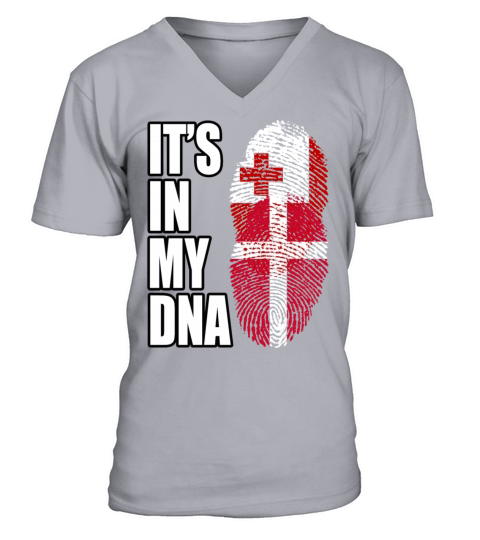 Tongan And Danish Mix Heritage DNA Flag V-Neck T-shirt