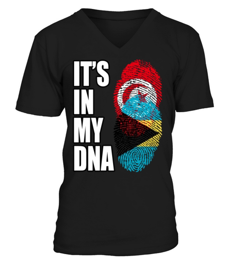 Tunisian And Bahamian Mix Heritage DNA Flag V-Neck T-shirt