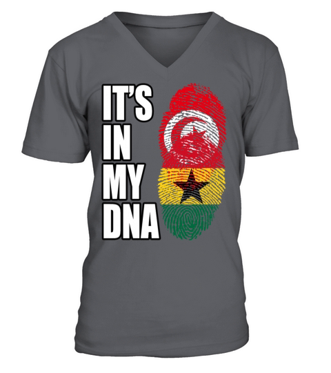 Tunisian And Ghanaian Mix Heritage DNA Flag V-Neck T-shirt
