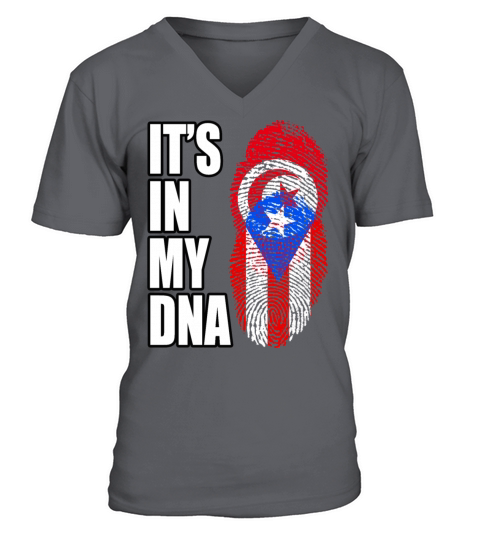 Tunisian And Puerto Rican Mix Heritage DNA Flag V-Neck T-shirt