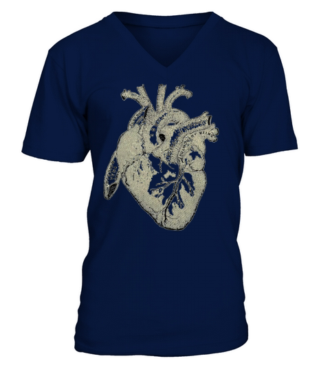 Vintage Cardiology Heart Gray Anatomy Circulation T-Shirt V-Neck T-shirt