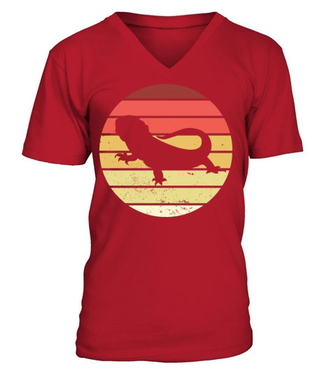 Vintage Retro Bearded Dragon V-Neck T-shirt