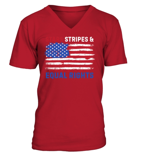 Vintage USA Flag x Stars Stripes Equal Rights V-Neck T-shirt