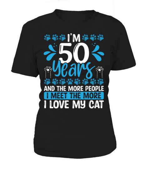 50 Year Old Cat Dad Cat 50th Birthday Kitten Lover Women's T-Shirt