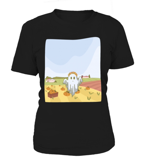 Retro Pumpkin Farm Ghost For A Trick Or Treat Women's T-Shirt